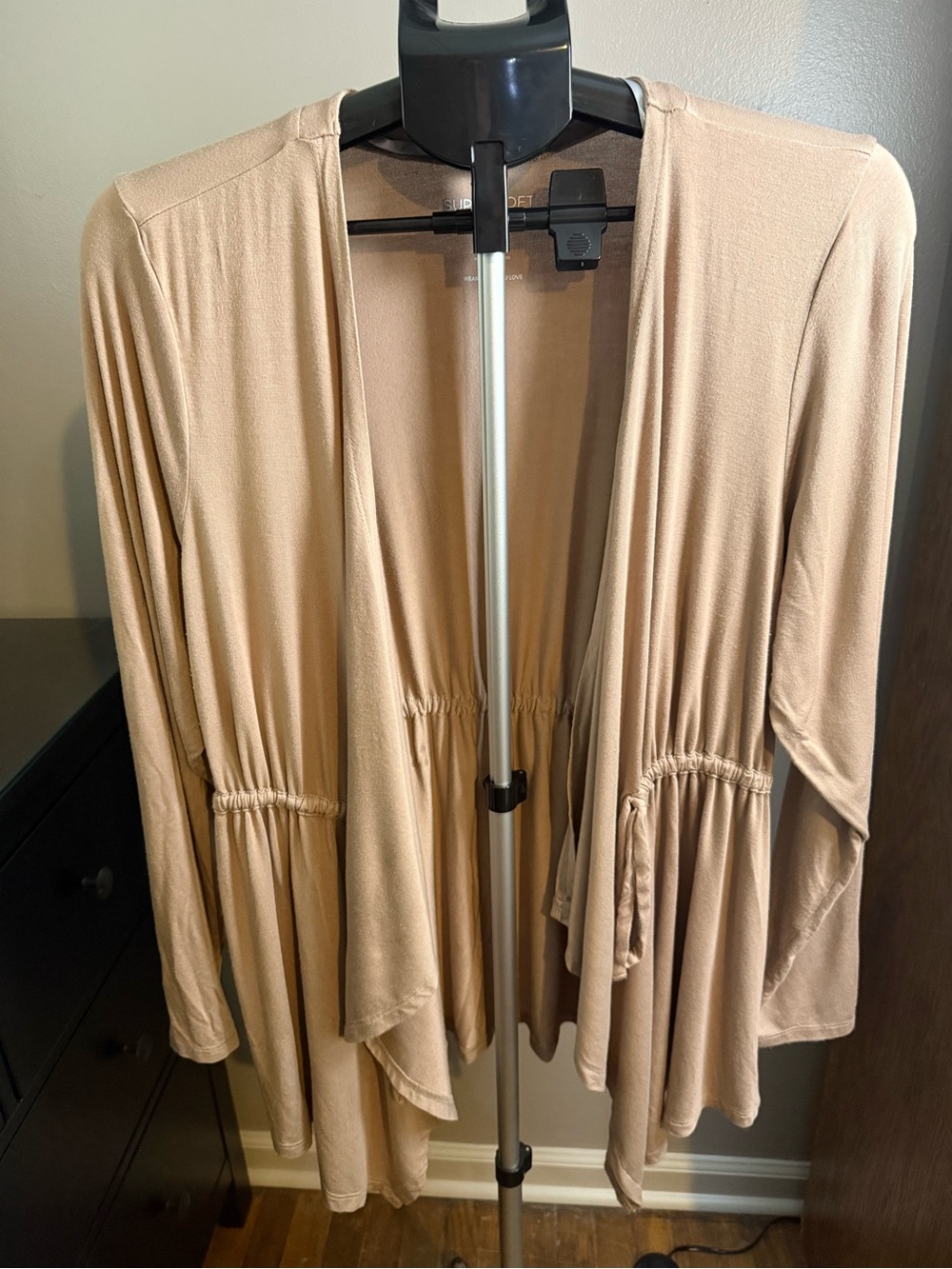 Torrid Super Soft Knit Beige Open Front Drawstring Cardigan Size 1